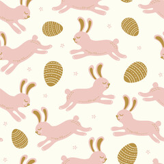 Fototapeta premium cute patterns with hares and easter eggs pattern vector
