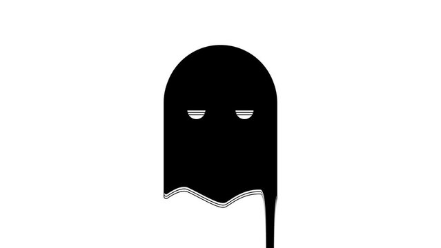 Black Executioner mask icon isolated on white background. Hangman, torturer, executor, tormentor, butcher, headsman icon. 4K Video motion graphic animation