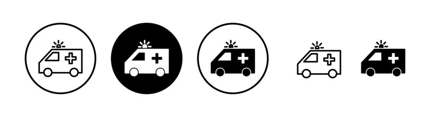 Ambulance icon vector illustration. ambulance truck sign and symbol. ambulance car