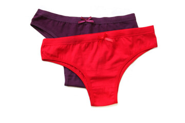red and purple underwear isolated on white