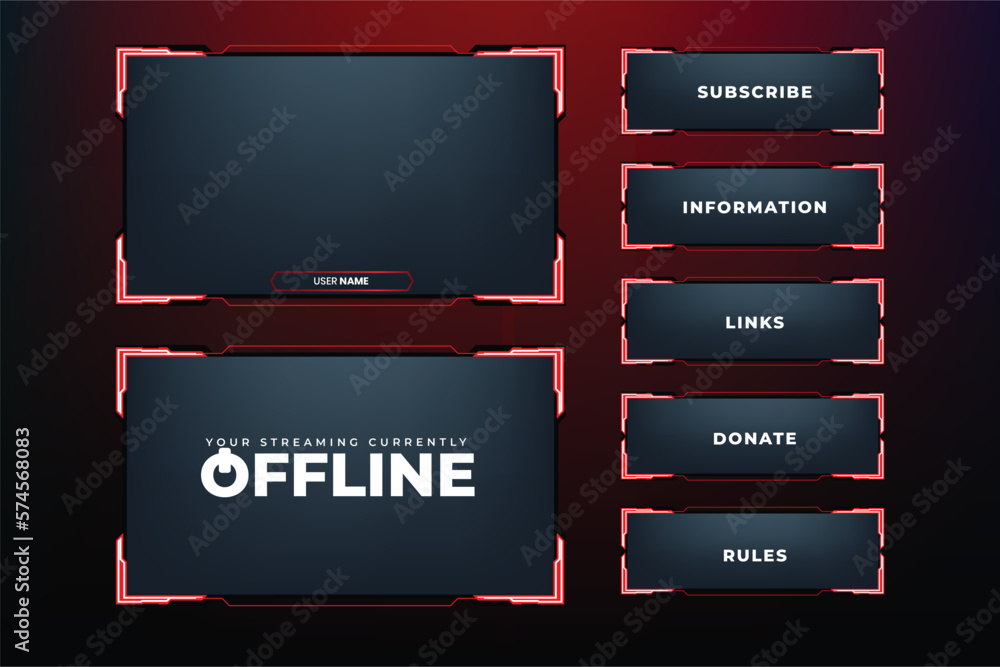 Poster futuristic neon display frame design with red and white colors. creative gaming screen interface dec