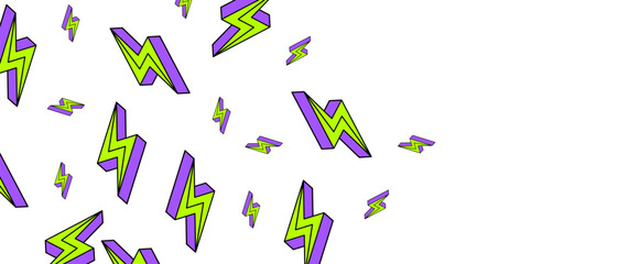 Lightning or energy sign pattern in retro style on white background. Abstract wallpaper with blank copy space for text or presentation. Modern horizontal background. Vector EPS 10