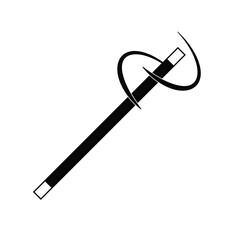 Magician Wand Silhouette. Black and White Icon Design Element on Isolated White Background