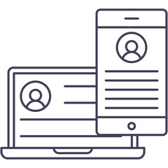 Line pc computer monitor and phone icon vector