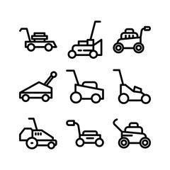 lawn mower icon or logo isolated sign symbol vector illustration - high quality black style vector icons
