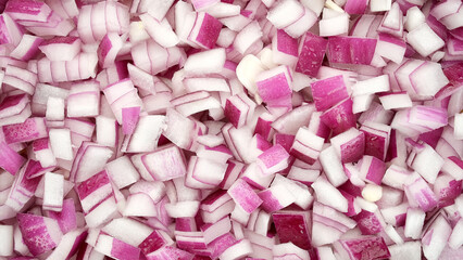 Chopped fresh shallot top view