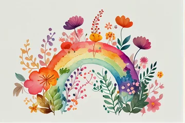Foto op Canvas illustration of colorful vibrant rainbow in watercolor style draw . AI © terra.incognita