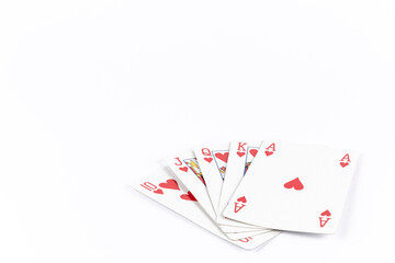 playing poker cards on white background
