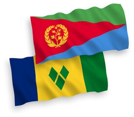 Flags of Saint Vincent and the Grenadines and Eritrea on a white background