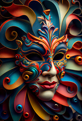 An imaginary person in a carnival mask. Generative ai