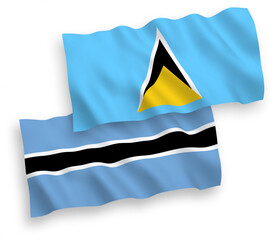 Flags of Saint Lucia and Botswana on a white background