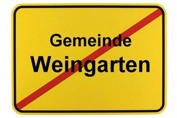 Illustration eines Ortsschildes der Gemeinde Weingarten in Baden-Württemberg