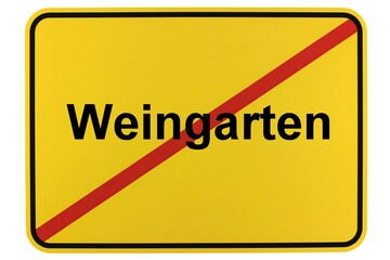 Illustration eines Ortsschildes der Gemeinde Weingarten in Baden-Württemberg