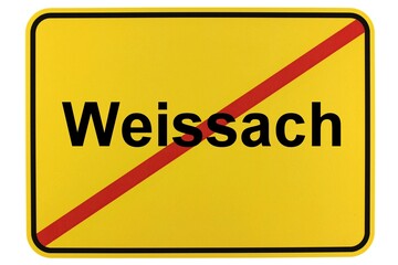 Illustration eines Ortsschildes der Gemeinde Weissach in Baden-Württemberg