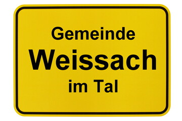 Illustration eines Ortsschildes der Gemeinde Weissach im Tal in Baden-Württemberg