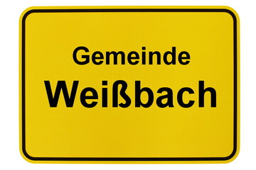 Illustration eines Ortsschildes der Gemeinde Weißbach in Baden-Württemberg