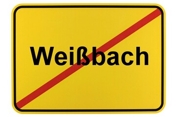 Illustration eines Ortsschildes der Gemeinde Weißbach in Baden-Württemberg