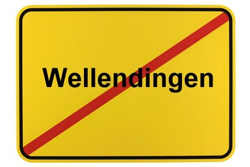 Illustration eines Ortsschildes der Gemeinde Wellendinger in Baden-Württemberg