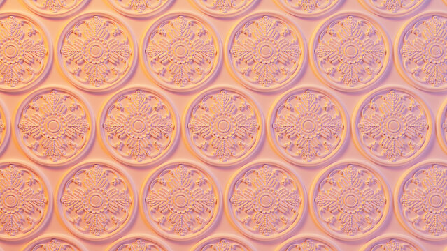 Pink and Yellow Baroque Pattern Background.