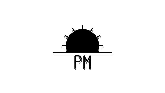 Black Sunset icon isolated on white background. 4K Video motion graphic animation