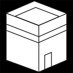 Vector, Image of kaaba,Black and white color, on black background
