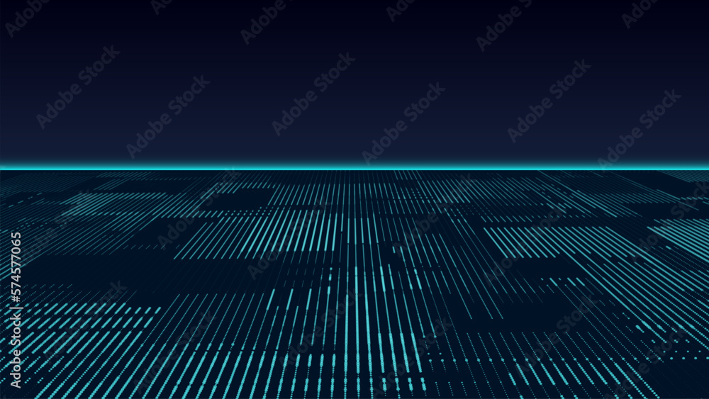 Poster digital background with moving glowing particles. futuristic hi-tech illustration. concept of data t