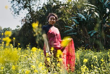  Beauty amidst nature. Portrait photoshoot of a woman.