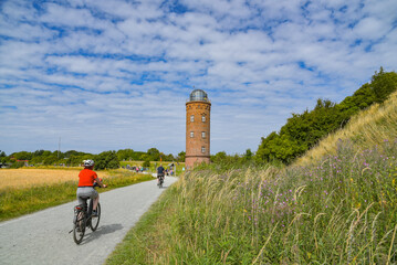 Radfahrer am Kap Arkona auf der Insel Rügen - obrazy, fototapety, plakaty