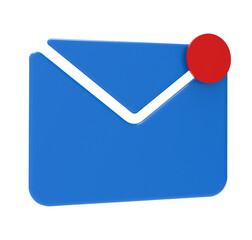 New email notification icon with one e-mail message. minimal design. 3d rendering