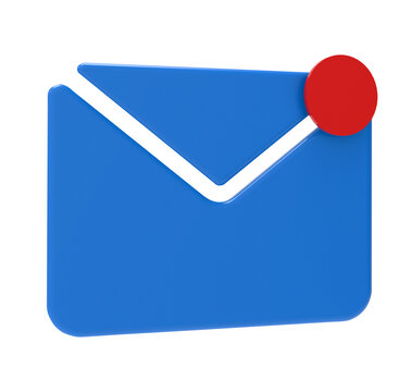 New email notification icon with one e-mail message. minimal design. 3d rendering