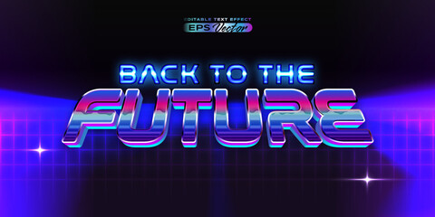 Retro text effect back to the future futuristic editable 80s classic style with experimental background, ideal for poster, flyer, social media post with give them the rad 1980s touch