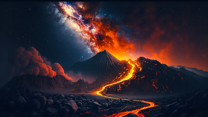 火山と天の川