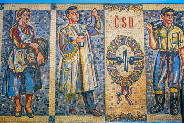 Obraz na płótnie Canvas Abandoned communist mosaic of former Soviet Union in Czech Republic