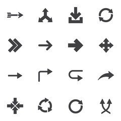 Basic arrows vector icons set