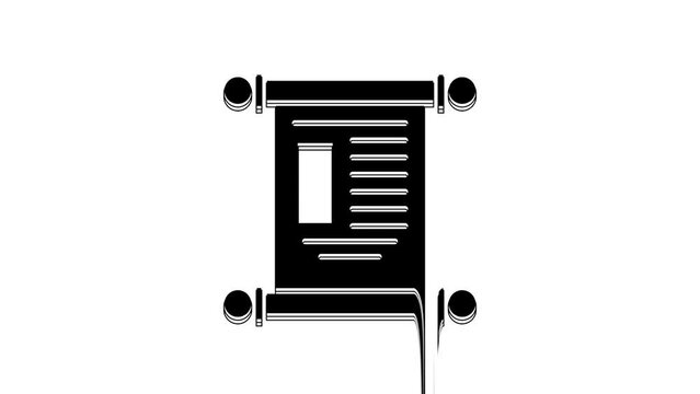 Black Decree, paper, parchment, scroll icon icon isolated on white background. Chinese scroll. 4K Video motion graphic animation