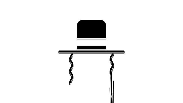 Black Orthodox jewish hat with sidelocks icon isolated on white background. Jewish men in the traditional clothing. Judaism symbols. 4K Video motion graphic animation