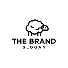 sheep line icon logo vector design, modern logo pictogram design of domestic farm animal lamb