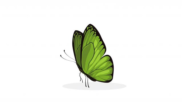 green butterfly insect flying animation