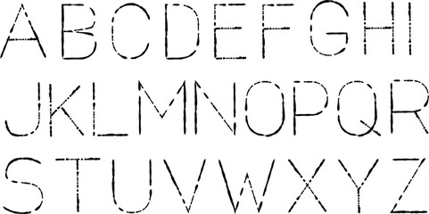 モノクロで手描きのアルファベットセット