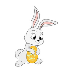 Eared rodent. Cute cartoon rabbit. Cute fluffy gray bunny. Rabbit. Bunny. Easter Bunny.