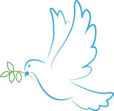 recommend clip art: Symbol of world. Pigeon. Flying pigeon holds branch. Peace.
