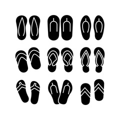 flip flops icon or logo isolated sign symbol vector illustration - high quality black style vector icons
