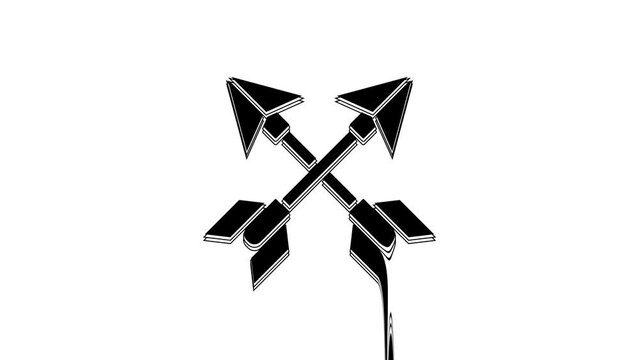 Black Crossed arrows icon isolated on white background. 4K Video motion graphic animation