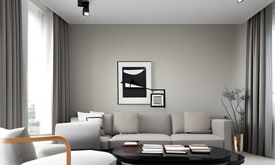 Modern style living room. Generative AI.