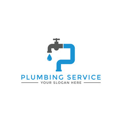 letter P plumbing logo design
