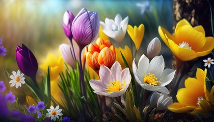 Obraz na płótnie Canvas Experience the Splendor of Spring's Blooming Flowers background, A Symphony of Colors, Generative ai