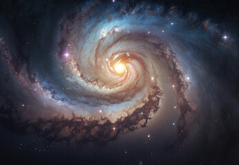 spiral galaxy in space created with Generative AI technology