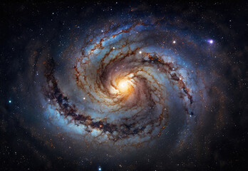 spiral galaxy in space created with Generative AI technology