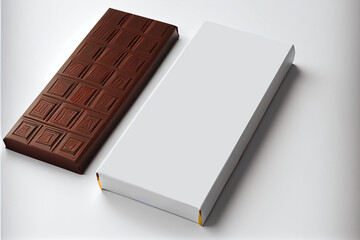 Blank paper chocolate package isolated on white, AI Generated