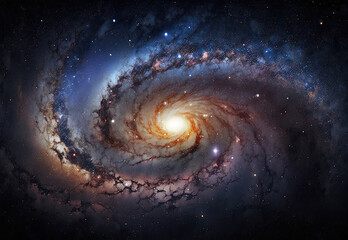 spiral galaxy in space created with Generative AI technology